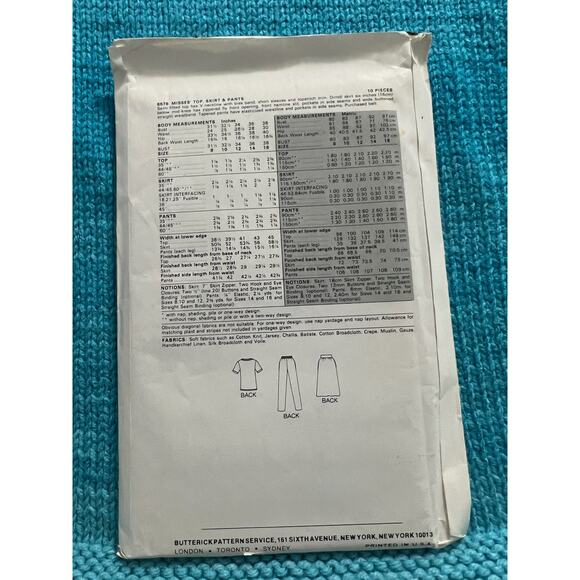 Butterick pattern 6578 v neck top skirt pants size 14 - Picture 2 of 5